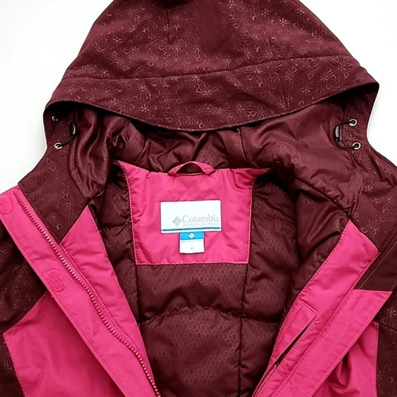 COLUMBIA Women's Omni-Shield Hooded Winter Zip Up Pink Brown Jacket Size Medium - Picture 12 of 16